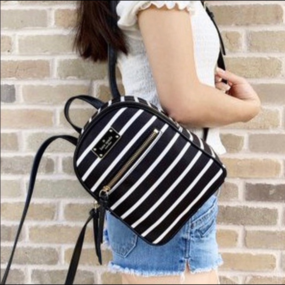Black and white stripped mini backpack